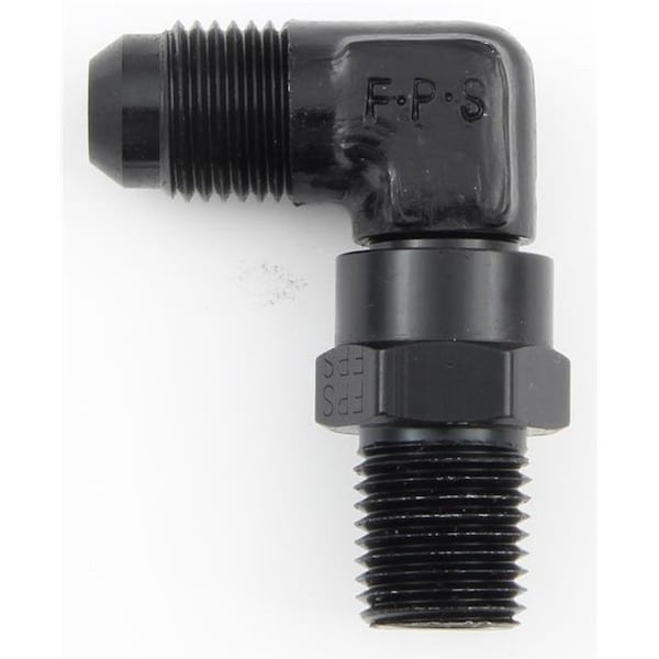 Fragola 499108-BL 90 deg -08 AN Male to 0.38 in. NPT Male Swivel Adapter; Black FRG499108-BL - main
